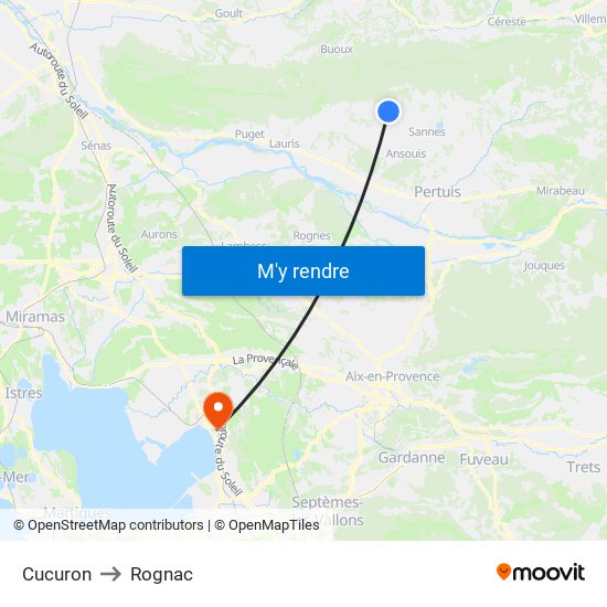 Cucuron to Rognac map