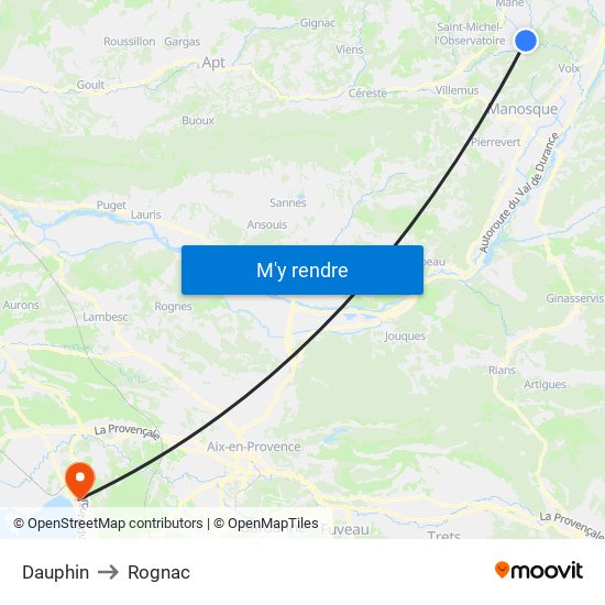 Dauphin to Rognac map