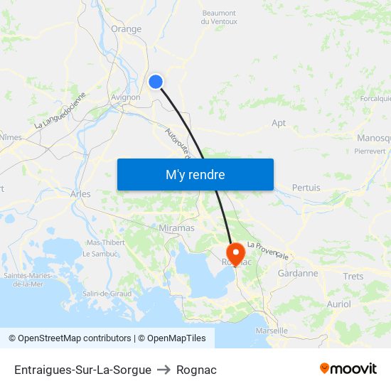 Entraigues-Sur-La-Sorgue to Rognac map