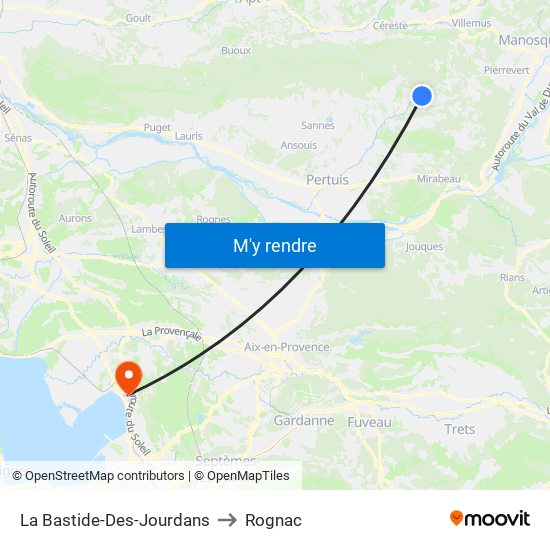 La Bastide-Des-Jourdans to Rognac map