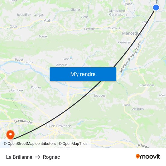 La Brillanne to Rognac map