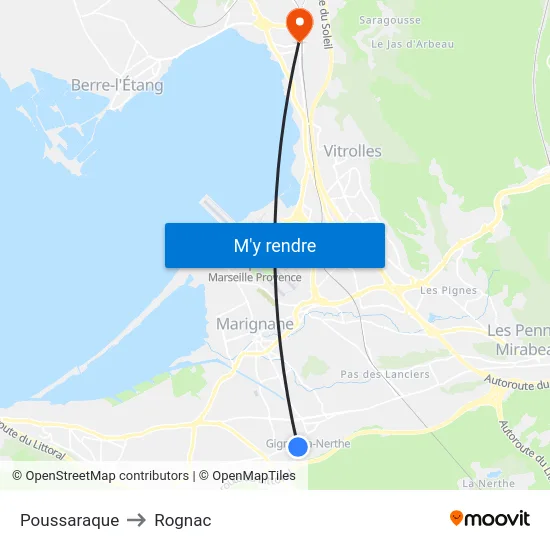 Poussaraque to Rognac map