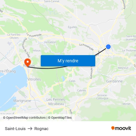 Saint-Louis to Rognac map