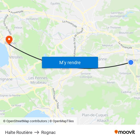 Halte Routière to Rognac map