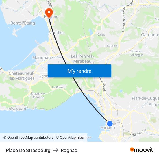 Place De Strasbourg to Rognac map