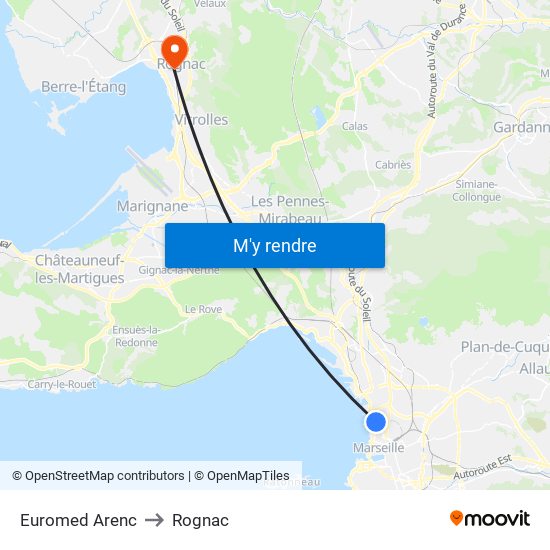 Euromed Arenc to Rognac map