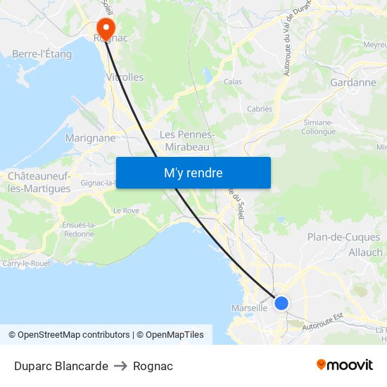 Duparc Blancarde to Rognac map