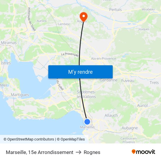 Marseille, 15e Arrondissement to Rognes map