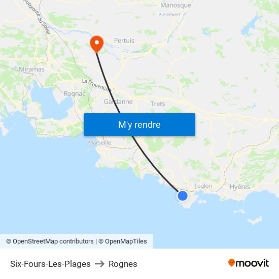 Six-Fours-Les-Plages to Rognes map