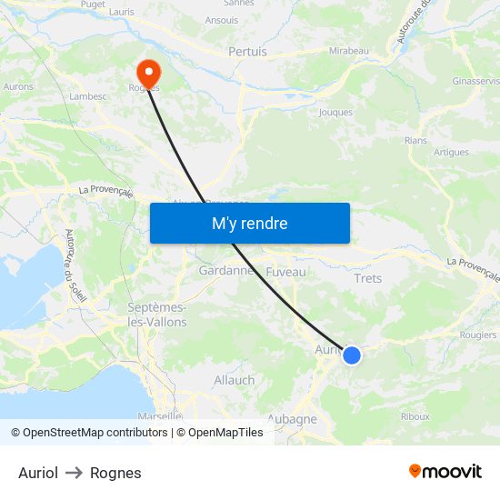 Auriol to Rognes map