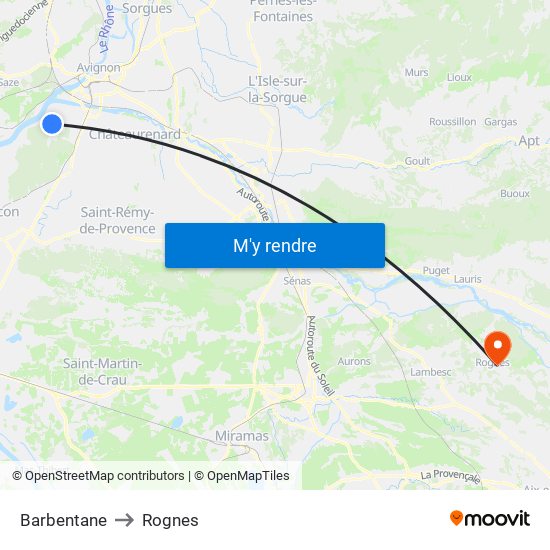 Barbentane to Rognes map