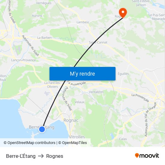 Berre-L'Étang to Rognes map