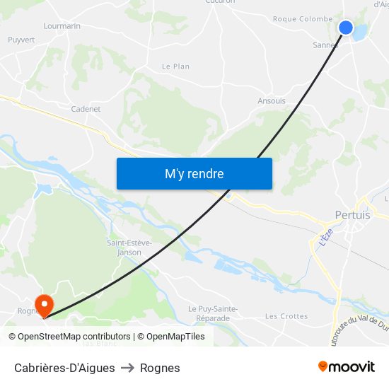Cabrières-D'Aigues to Rognes map