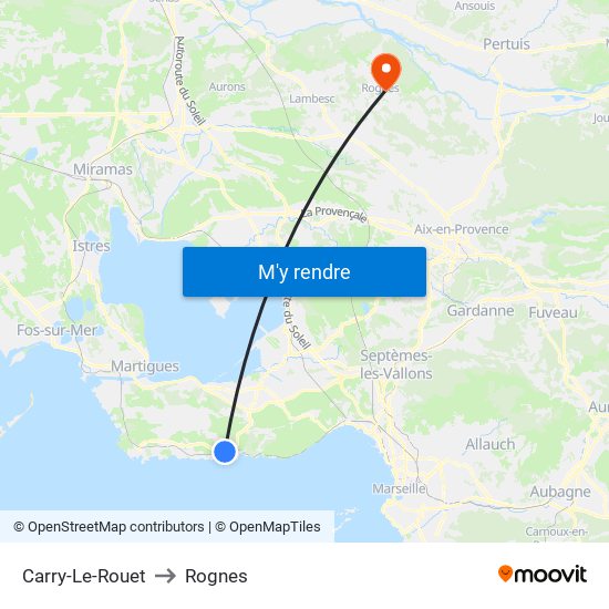 Carry-Le-Rouet to Rognes map