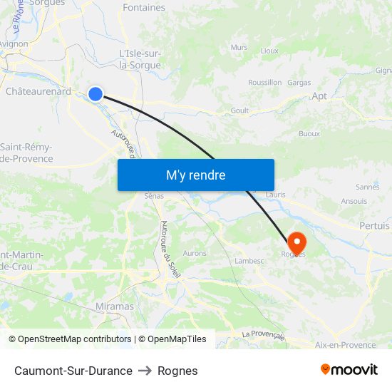 Caumont-Sur-Durance to Rognes map