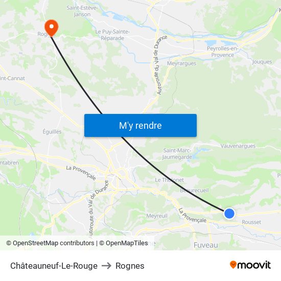 Châteauneuf-Le-Rouge to Rognes map