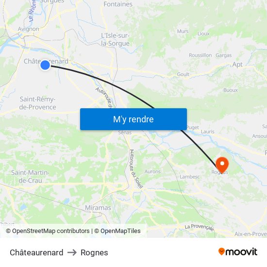 Châteaurenard to Rognes map