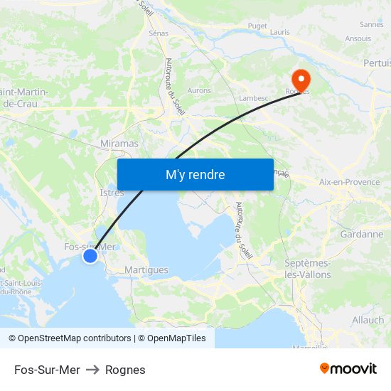 Fos-Sur-Mer to Rognes map
