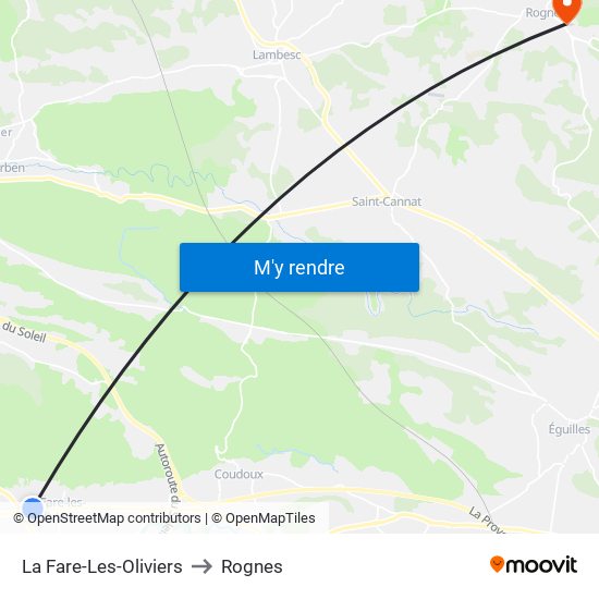 La Fare-Les-Oliviers to Rognes map