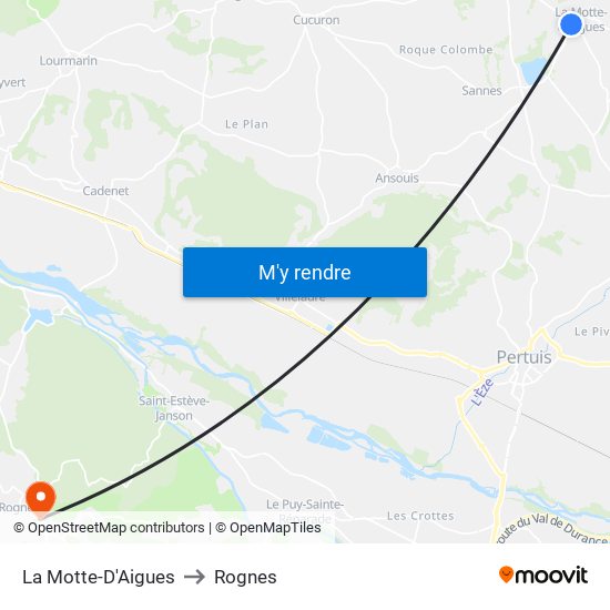 La Motte-D'Aigues to Rognes map