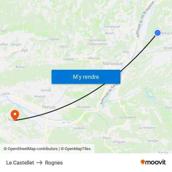 Le Castellet to Rognes map