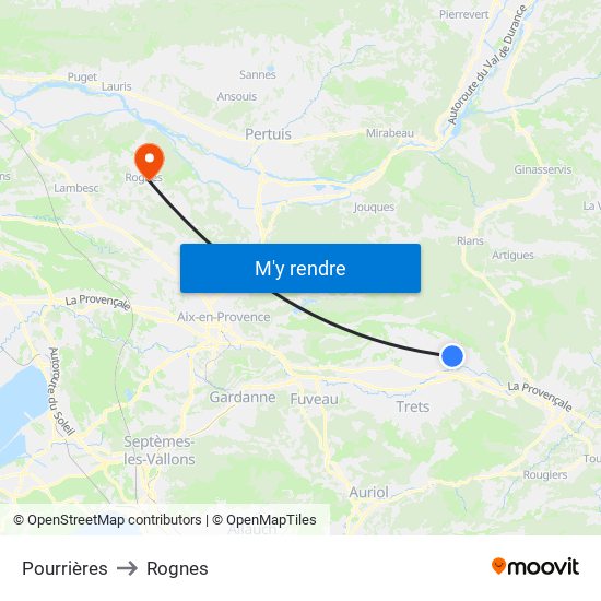 Pourrières to Rognes map