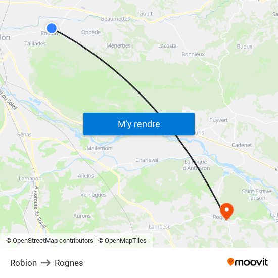 Robion to Rognes map