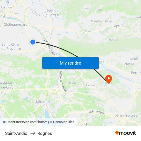 Saint-Andiol to Rognes map