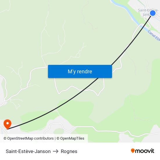 Saint-Estève-Janson to Rognes map