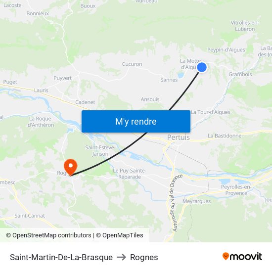 Saint-Martin-De-La-Brasque to Rognes map