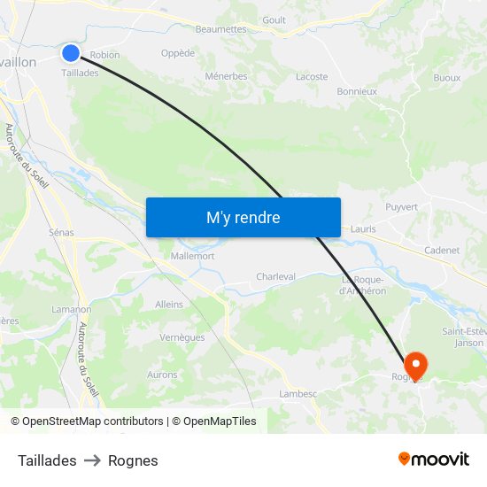 Taillades to Rognes map