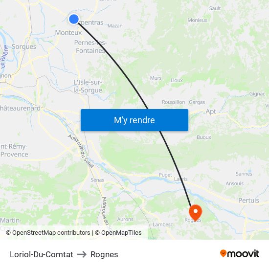 Loriol-Du-Comtat to Rognes map