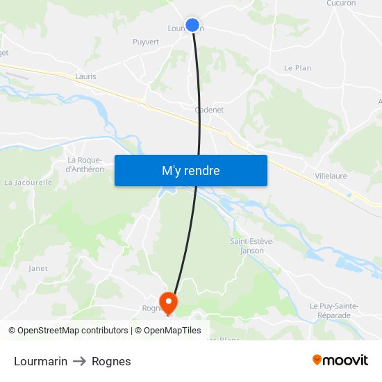 Lourmarin to Rognes map