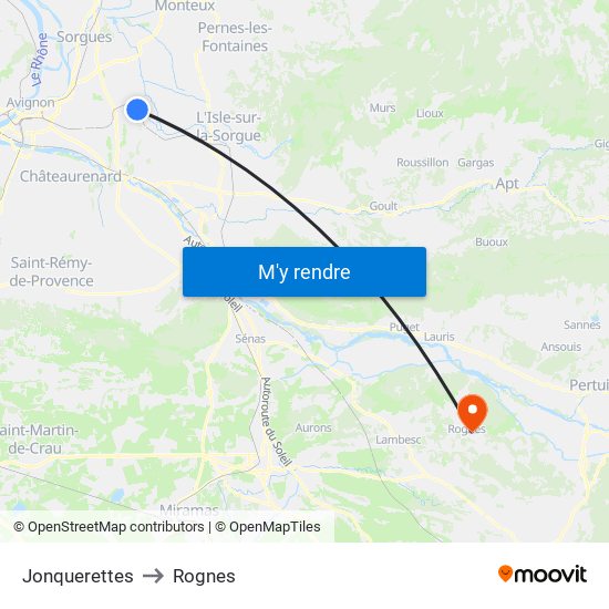 Jonquerettes to Rognes map
