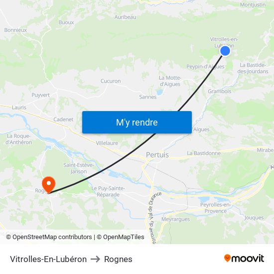 Vitrolles-En-Lubéron to Rognes map
