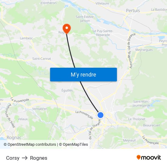 Corsy to Rognes map