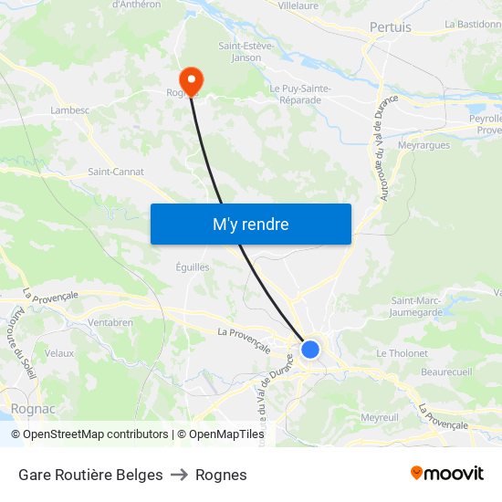 Gare Routière Belges to Rognes map