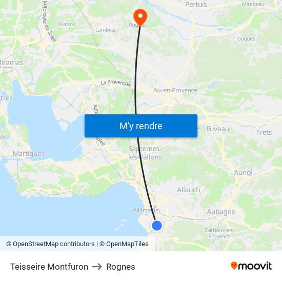 Teisseire Montfuron to Rognes map