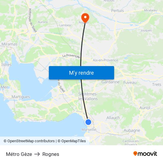 Métro Gèze to Rognes map