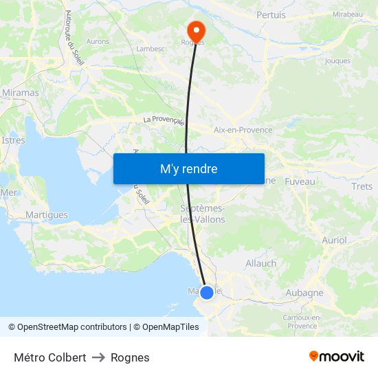Métro Colbert to Rognes map
