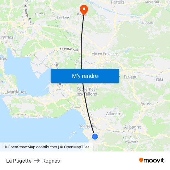 La Pugette to Rognes map