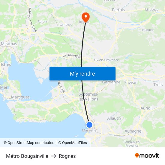 Métro Bougainville to Rognes map