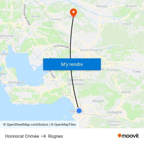 Honnorat Crimée to Rognes map
