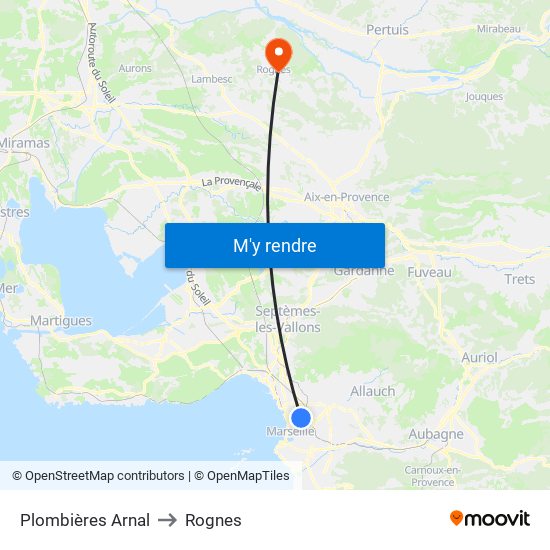 Plombières Arnal to Rognes map