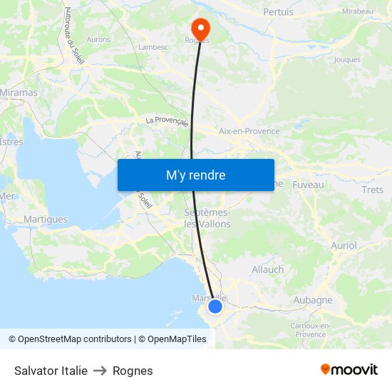 Salvator Italie to Rognes map