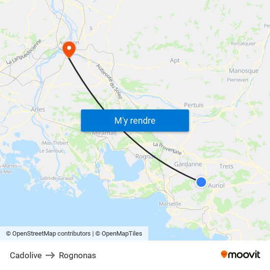 Cadolive to Rognonas map