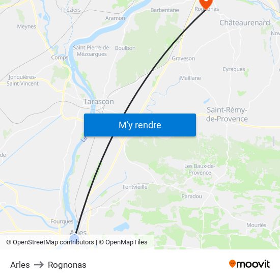 Arles to Rognonas map