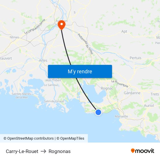 Carry-Le-Rouet to Rognonas map