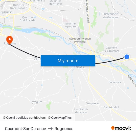 Caumont-Sur-Durance to Rognonas map