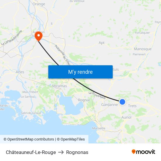 Châteauneuf-Le-Rouge to Rognonas map